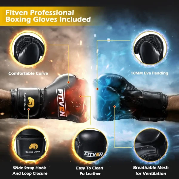 Freestanding Punching Bag with Boxing Gloves Heavy Boxing with Suction Cup Base for Adult Kids - Men Stand Kickboxing - Image 2
