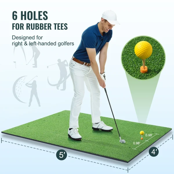 VEVOR 5/10/15mm Golf Hitting Mat Artificial Turf Golf Hitting Mat Golf Hitting Training Aids w/Golf Tees Golf for Practice