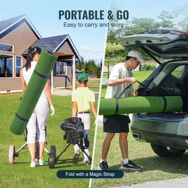 VEVOR 5/10/15mm Golf Hitting Mat Artificial Turf Golf Hitting Mat Golf Hitting Training Aids w/Golf Tees Golf for Practice - Image 3