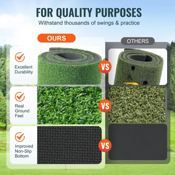 VEVOR 5/10/15mm Golf Hitting Mat Artificial Turf Golf Hitting Mat Golf Hitting Training Aids w/Golf Tees Golf for Practice - Image 4