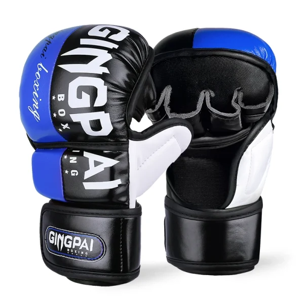 Half Finger MMA Gloves For Men Women Black Leather Boxing Glove Open Palms Muay Thai Sparring Frighting Punching Bag Fingerless - Image 4