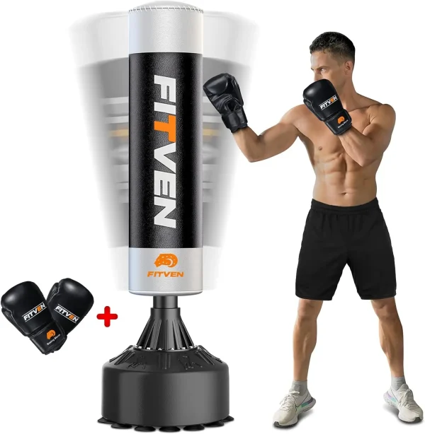 Freestanding Punching Bag with Boxing Gloves Heavy Boxing with Suction Cup Base for Adult Kids - Men Stand Kickboxing