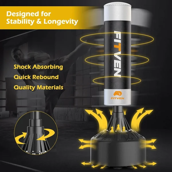 Freestanding Punching Bag with Boxing Gloves Heavy Boxing with Suction Cup Base for Adult Kids - Men Stand Kickboxing - Image 3