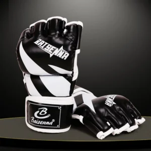 Unisex MMA Gloves PU Leather 3cm Thickened Sandbag Training Gloves Wear Resistant Fingerless for Boxing Kickboxing Muay Thai MMA