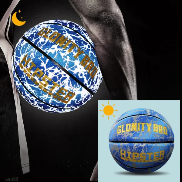 Glowing Basketball Size 7 Outdoor Indoor Street Luminous Ball Wear-Resistant PU Soft Leather Noctilucent Balls Night Use Blue - Image 4