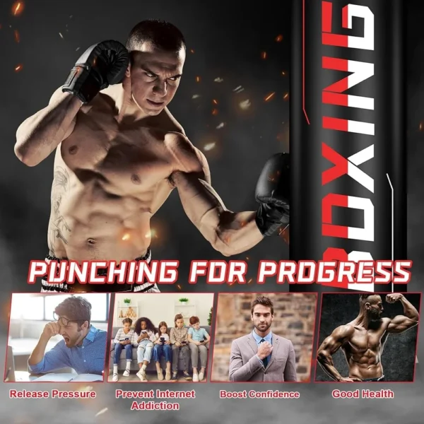 Freestanding Punching Bag with Boxing Gloves and Electric Pump 70 inch Heavy Duty Training Bag Kickboxing Karate Taekwondo Home - Image 3