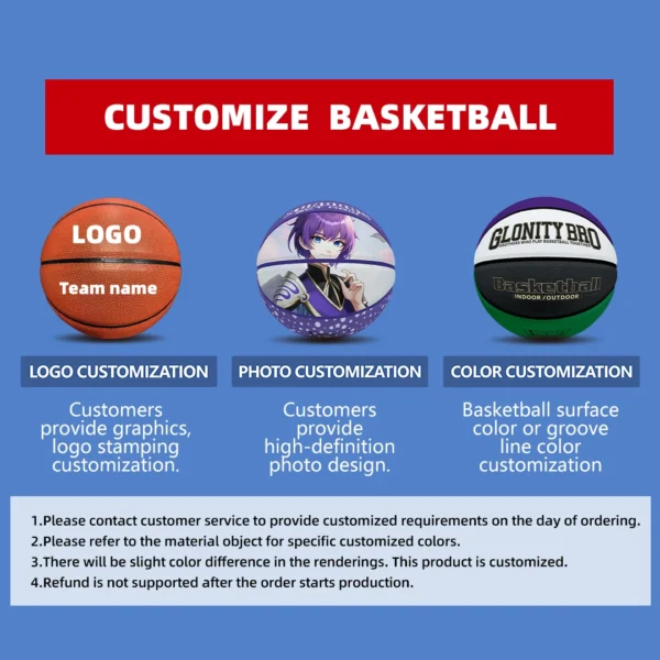 Customized Basketball Size 7 PU Men Women Indoor Dribble Practice Standard Balls Kids Adult Outdoor Competition Team Basketballs - Image 2