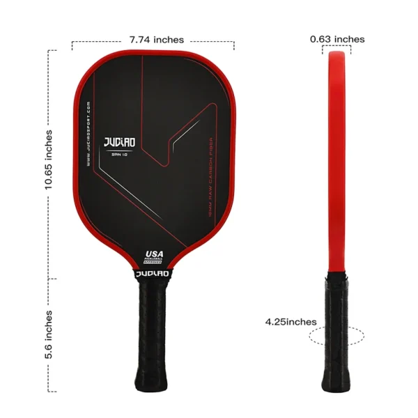 JUCIAO Thermoformed Unibody T700 Raw Carbon Fiber USAPA Approved Pickleball Paddle Spin Textured Surface With Foam Edge - Image 3