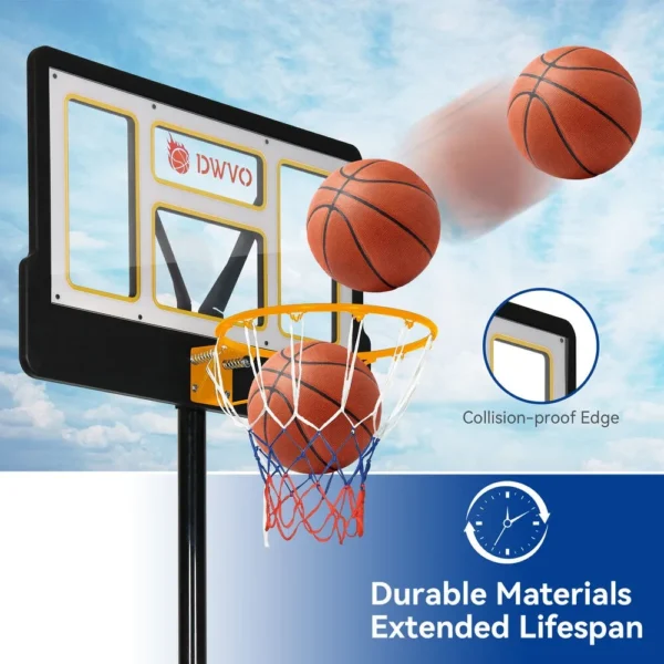 Portable Basketball Hoop with Wheel Basketball Goals 4.4-10 FT Height Adjustable - Image 2