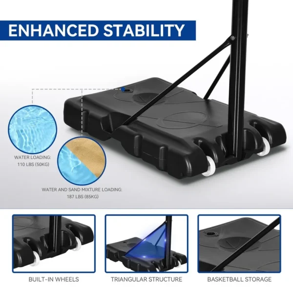 Portable Basketball Hoop with Wheel Basketball Goals 4.4-10 FT Height Adjustable - Image 5