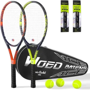 Pro Tennis Racket Set 27 Inch Lightweight Graphite Carbon Fiber Beginners Professionals with 3 Tennis Balls Comfortable Handle