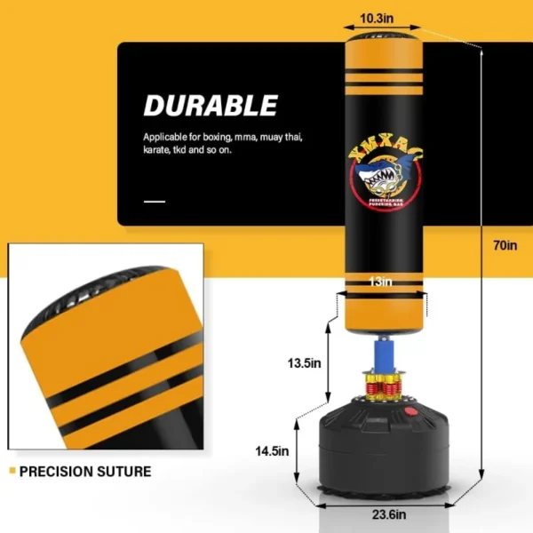 Punching Bag with Stand Adult Freestanding Heavy Boxing Bag with Suction Cup Base for Adult Youth, Men Stand Kickboxing Bag - Image 5