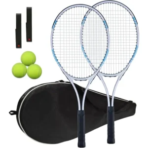 Lightweight Tennis Racket Set 2 Players Adult Recreational Training Includes 2 Rackets Carrying Bag Overgrips and Tennis Balls