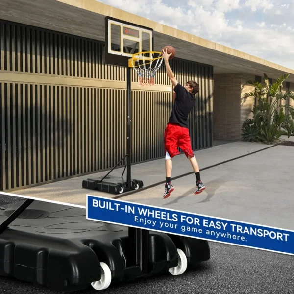 Portable Basketball Hoop with Wheel Basketball Goals 4.4-10 FT Height Adjustable - Image 3