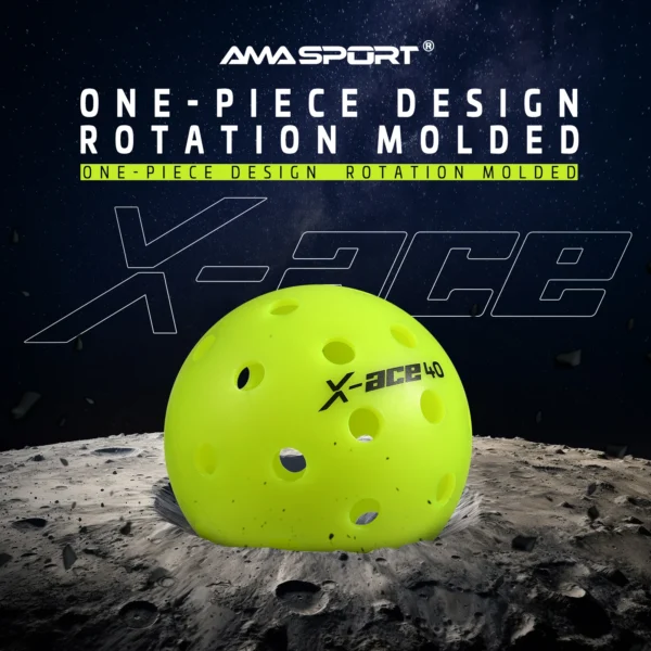 AMA Sport X-ACE Pickleballs 40 Hole Durable Outdoor Pickleball Balls Crack Resistant ONE Piece Balls 100% POP-Optic Yellow - Image 4