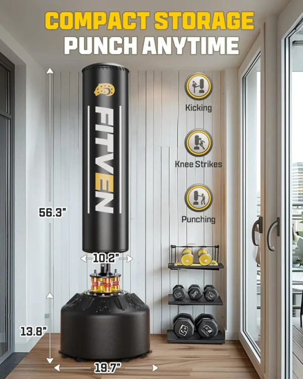 Freestanding Punching Bag with Boxing Gloves Heavy Boxing Bag with Suction Cup Base for Adult Kids - Men Stand Kickboxing Bag - Image 2