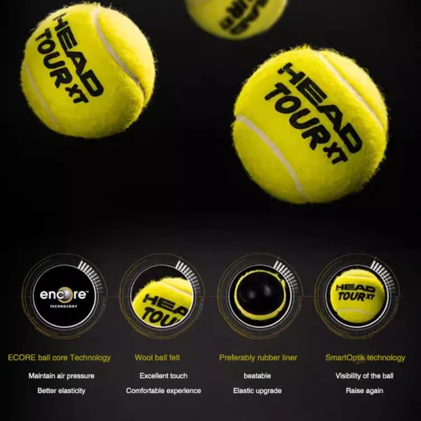 HEAD Professional Tennis Balls Competition Training Tennis Balls High Elastic Resistance TOUR XT Tennis Ball 3 Pieces Per Can - Image 5