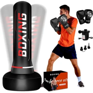Freestanding Punching Bag with Boxing Gloves and Electric Pump 70 inch Heavy Duty Training Bag Kickboxing Karate Taekwondo Home