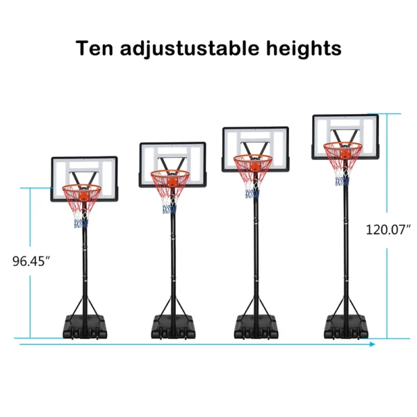 Basketball Hoop Outdoor Portable Basketball Goals, Adjustable Height 7ft - 10ft for Adults & Teenagers - Image 5