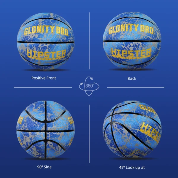 Glowing Basketball Size 7 Outdoor Indoor Street Luminous Ball Wear-Resistant PU Soft Leather Noctilucent Balls Night Use Blue - Image 3