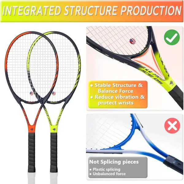 Pro Tennis Racket Set 27 Inch Lightweight Graphite Carbon Fiber Beginners Professionals with 3 Tennis Balls Comfortable Handle - Image 5