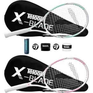 2pcs 27in Adult Tennis Rackets Beginner Recreational Racquet with Overgrip Carry Case Vibration Dampers Balls Men Women
